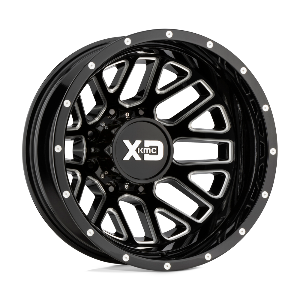 17X6.5 XD XD843 GRENADE DUALLY 8X210 -155MM GLOSS BLACK MILLED - REAR