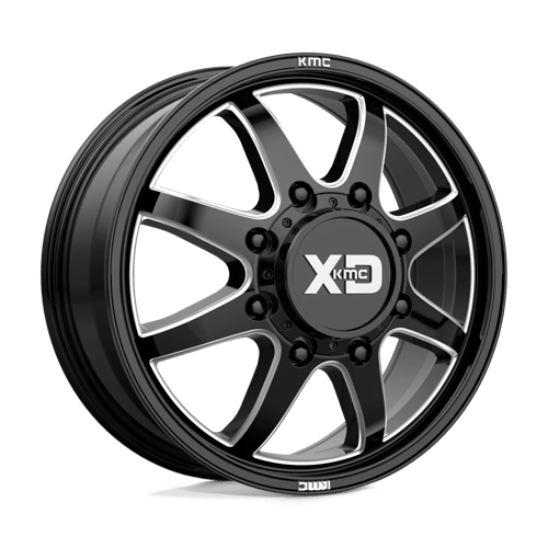 22X8.25 XD XD845 PIKE DUALLY 8X210 105MM GLOSS BLACK MILLED - FRONT