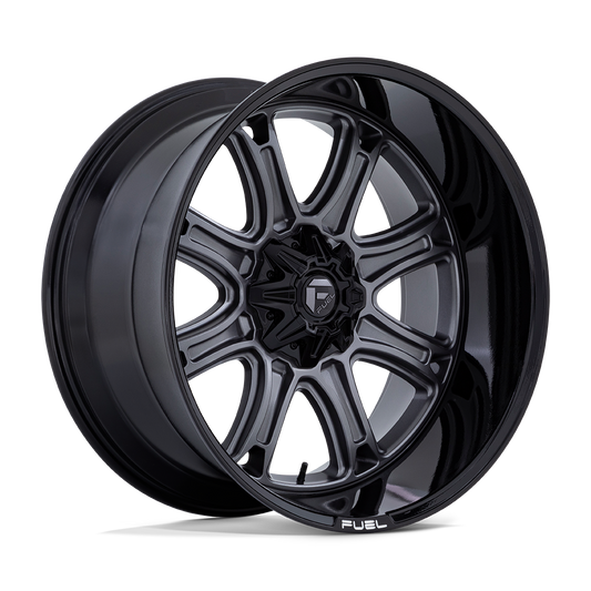 24X12 Fuel 1PC DARKSTAR 8X170 -44MM MATTE GUNMETAL WITH BLACK LIP