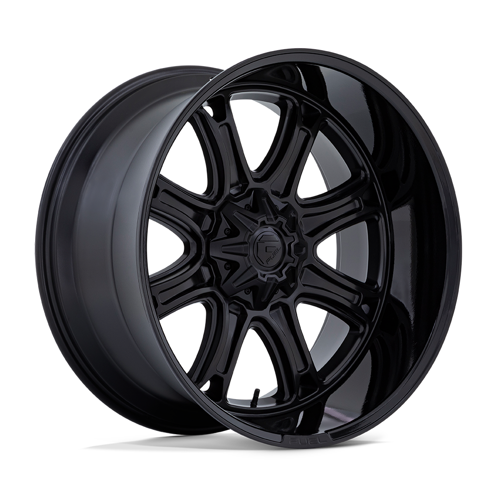 22X9 Fuel 1PC DARKSTAR 8X6.5 1MM MATTE BLACK WITH GLOSS BLACK LIP