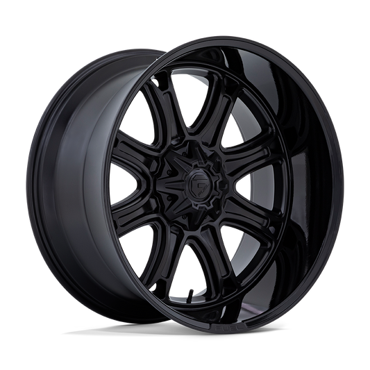 22X9 Fuel 1PC DARKSTAR 8X6.5 1MM MATTE BLACK WITH GLOSS BLACK LIP