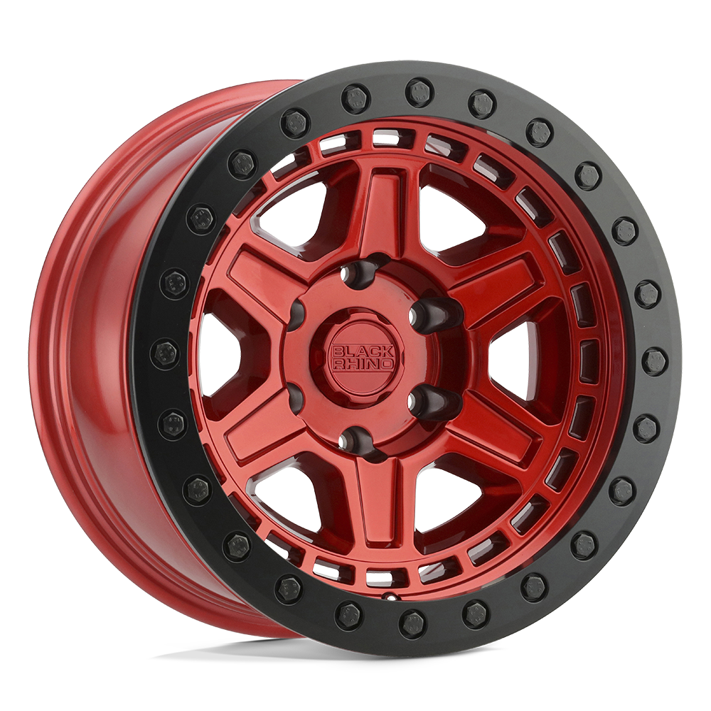 17X9 Black Rhino RENO 5X5.5 0MM CANDY RED W/ BLACK RING & BOLTS