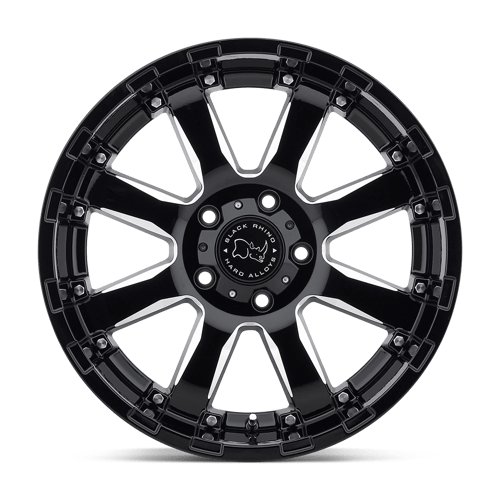 17X9 Black Rhino SIERRA 5X5.0 -12MM GLOSS BLACK W/ MILLED SPOKES