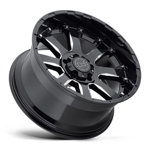 17X9 Black Rhino SIERRA 6X5.5 12MM GLOSS BLACK W/ MILLED SPOKES