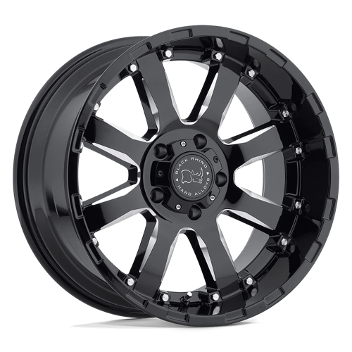 17X9 Black Rhino SIERRA 5X5.0 -12MM GLOSS BLACK W/ MILLED SPOKES