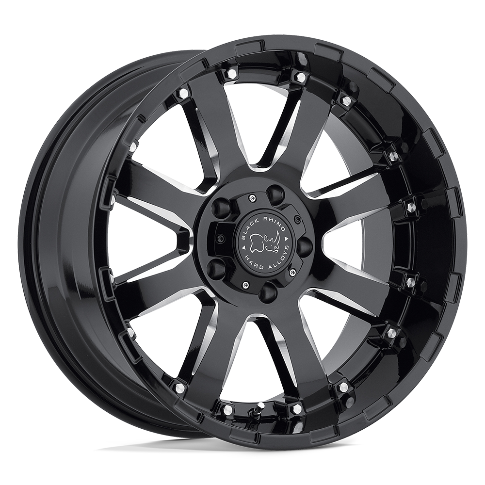 17X9 Black Rhino SIERRA 6X5.5 12MM GLOSS BLACK W/ MILLED SPOKES